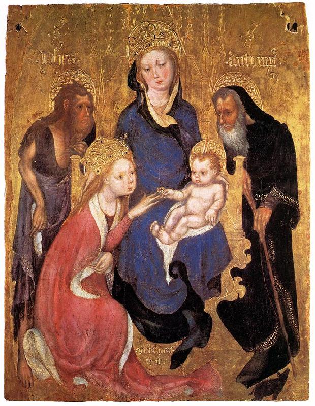 Michelino da Besozzo The Mystic Marriage of St Catherine, St John the Baptist, St Antony Abbot France oil painting art